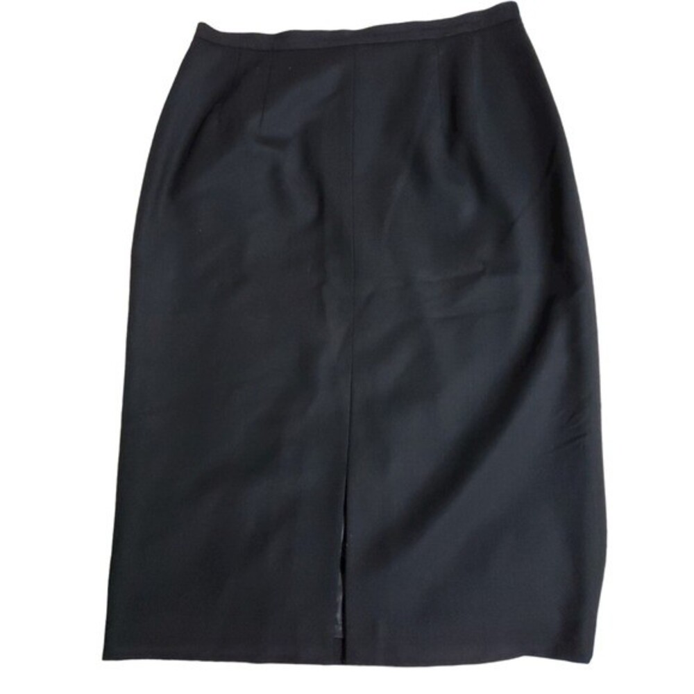 Talbots Black Stretch Wool Front Slit Straight Skirt - Size 10